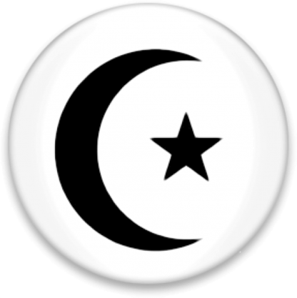 black crescent moon and star representing the celebration of Ramadan