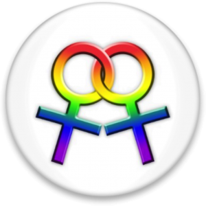 2 rainbow colored female symbows interlinked