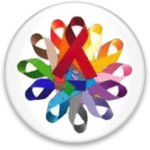 Multiple colored ribbon formed into a"flower"