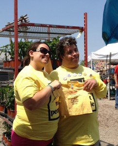 Teddy and a happy customer at Detroit's Eastern Market, Shed 1
